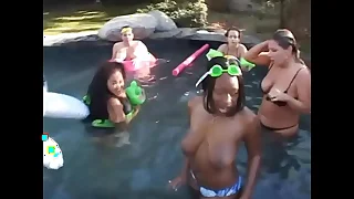 Tattooed gay blade fucks a heavy brunette near be passed on pool helter-skelter style